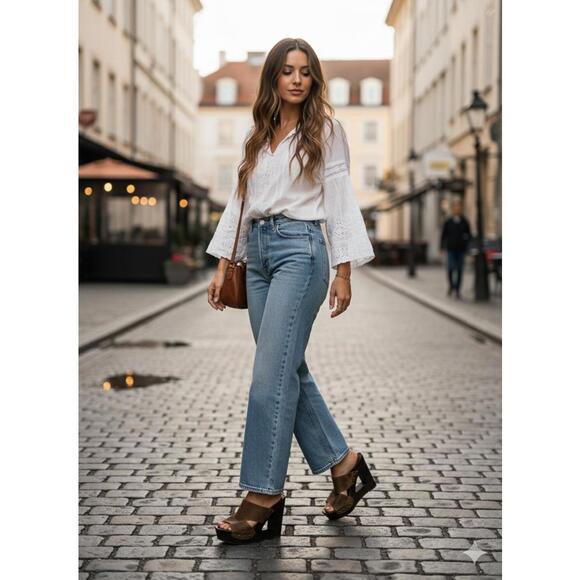 Fergie Shoes - Fergie Brown leather Wedge Sandals Stud Accents 8.5